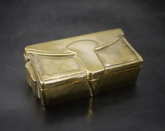 Vintage Brass Stamp Box French Desk Trinket Box