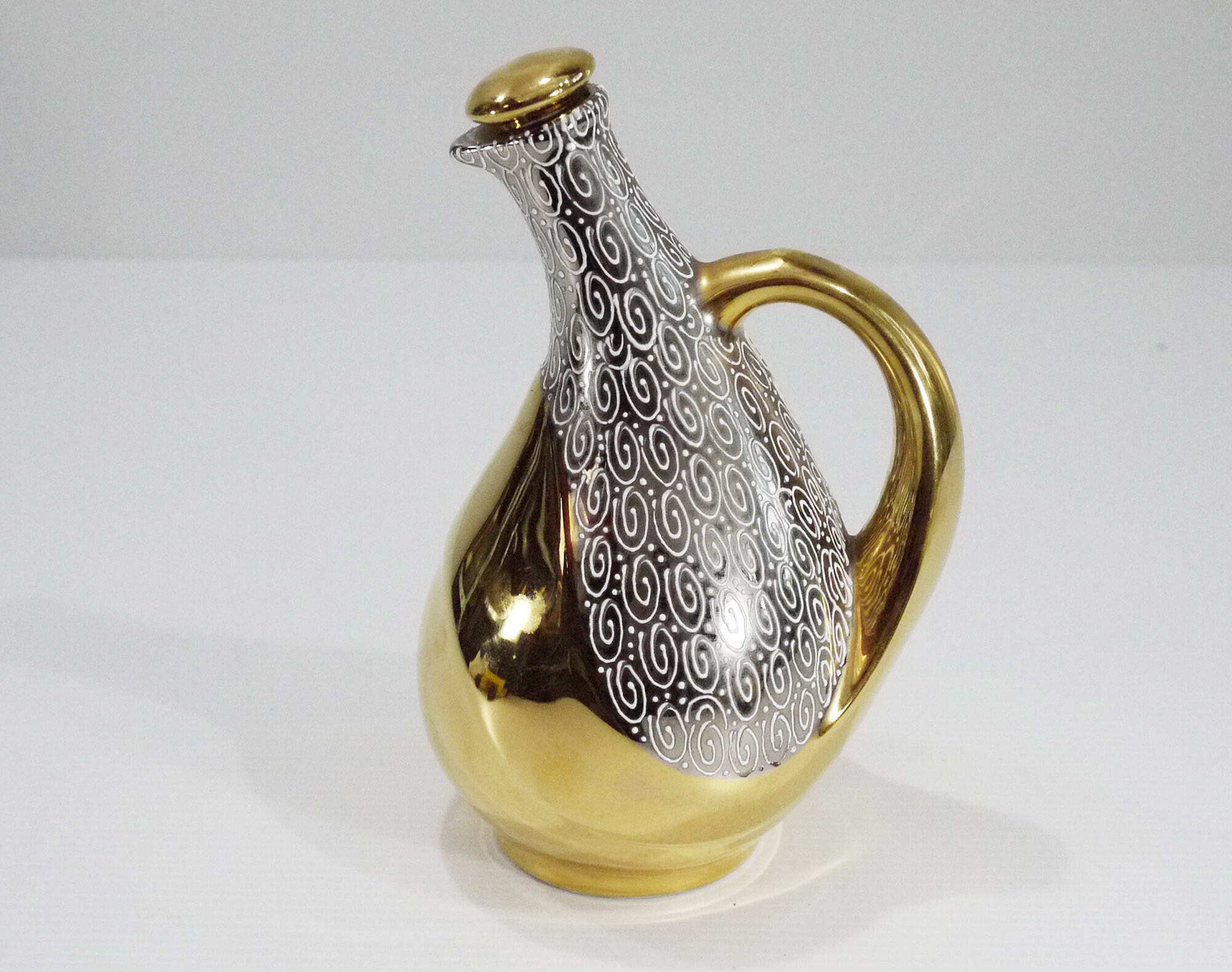 Limoges Porcelain Decanter, Vintage French Limoges Hand Painted Gold