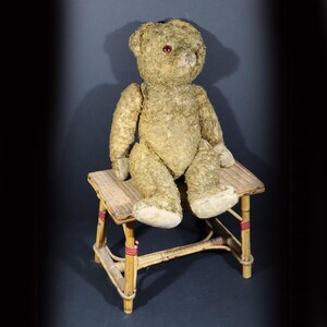 Ours En Peluche Ancien Collection Blond 42 Cm, Tête Fragilisée