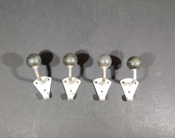 Vintage 1960s French Industrial Coat Hook Set of 4 with Bakelite Ball