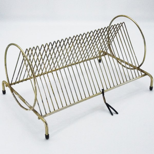 Vintage Gold Wire Vinyl Record Rack Holder