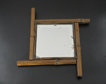 Antique French Bamboo Square Wall Mirror