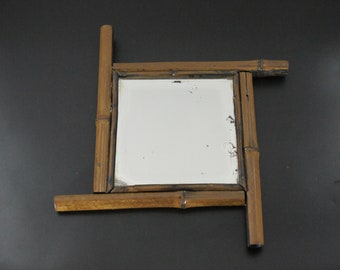 Antique Bamboo Mirror Small Decorative Mirror Square Beveled Wall Mirror