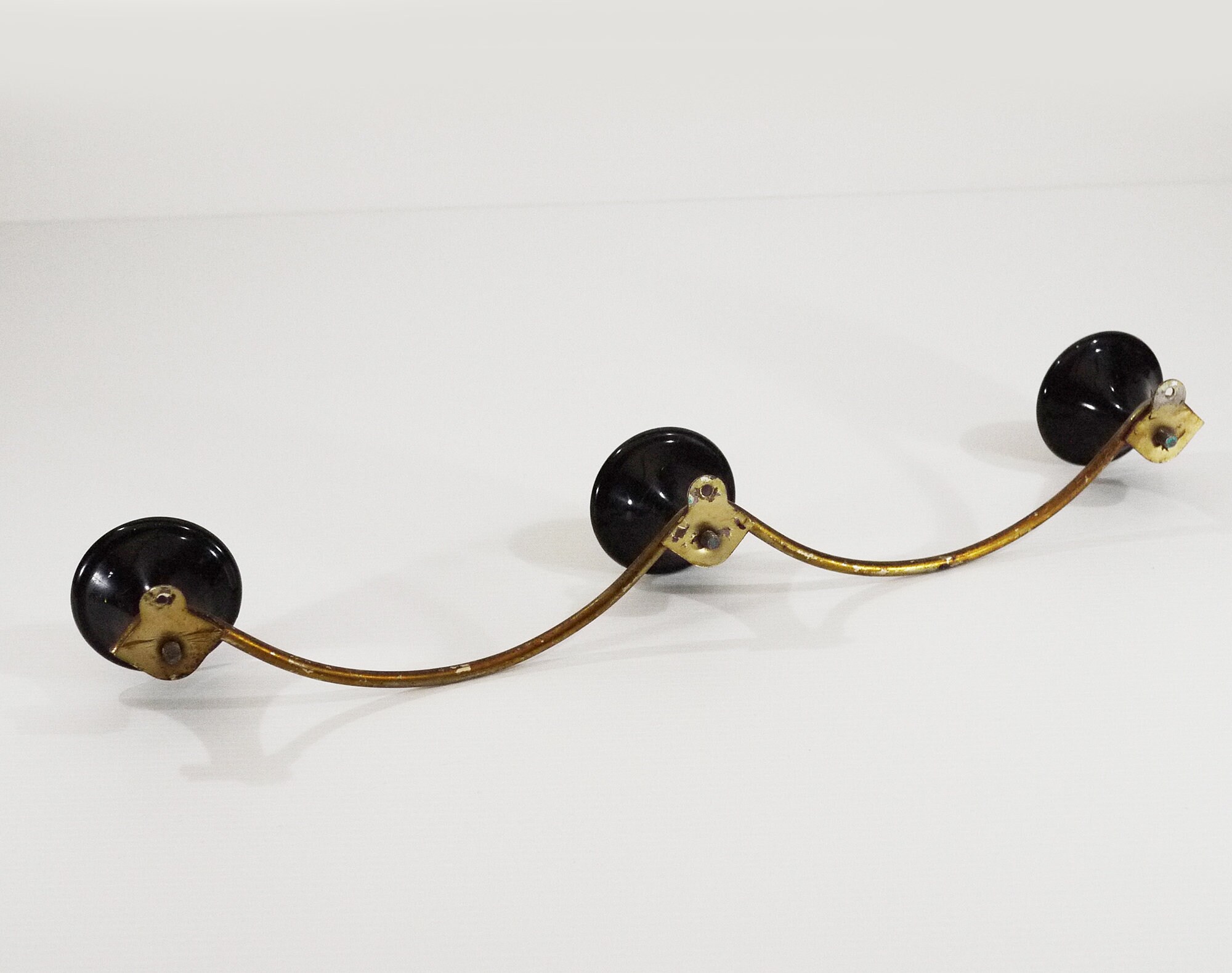 Vintage French Gold Black Coat Hooks