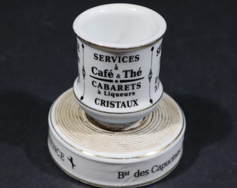 Antique Porcelain Match Striker French Advertising Match Holder Striker Parisian Bistro Pyrogen