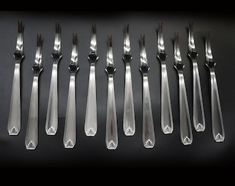 Vintage 1970s Escargot Snail Forks in French Stainless Steel, Boxed S/12
