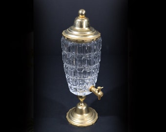 Vintage French Cut Glass and Gold Absinthe Fountain