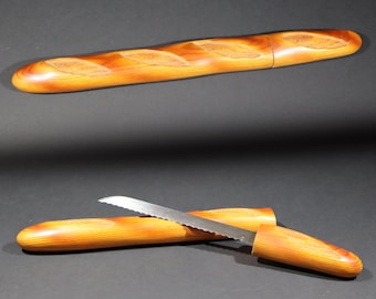 Wooden French Baguette Knife Vintage Cuzin Bread Slicer Bistro Kitchen Decor
