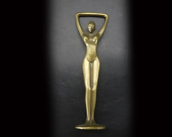 Art Deco Brass Bottle Opener Nude Lady Figurine