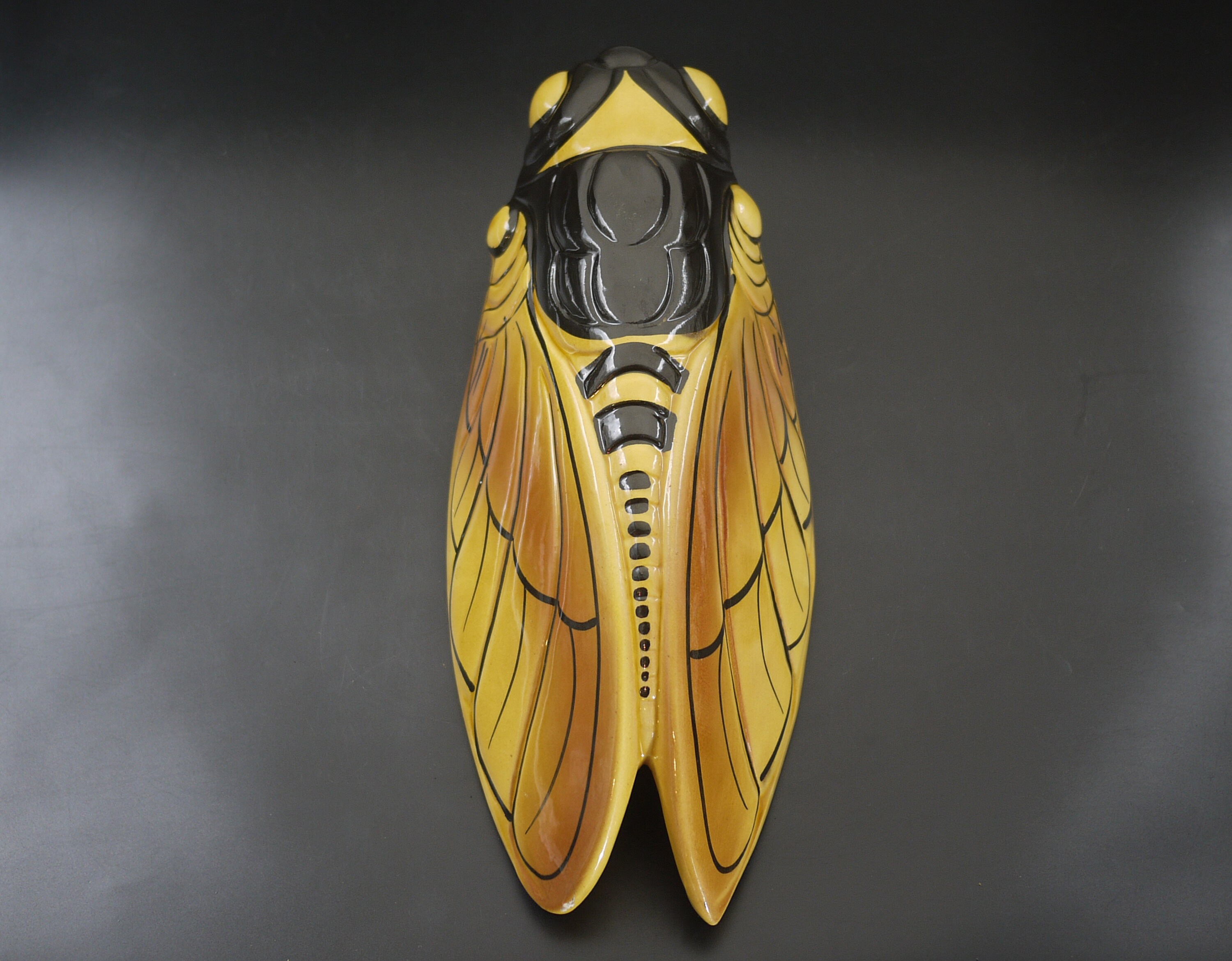 Vintage Pottery Big Size Cicada Wall Vase