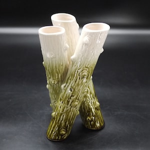 Antique Majolica Vase French Multi Hole Vase Green Ceramic Vase