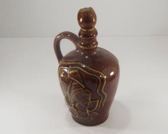 Vintage French Calvados Bottle Jug Farmhouse Glazed Ceramic Decanter