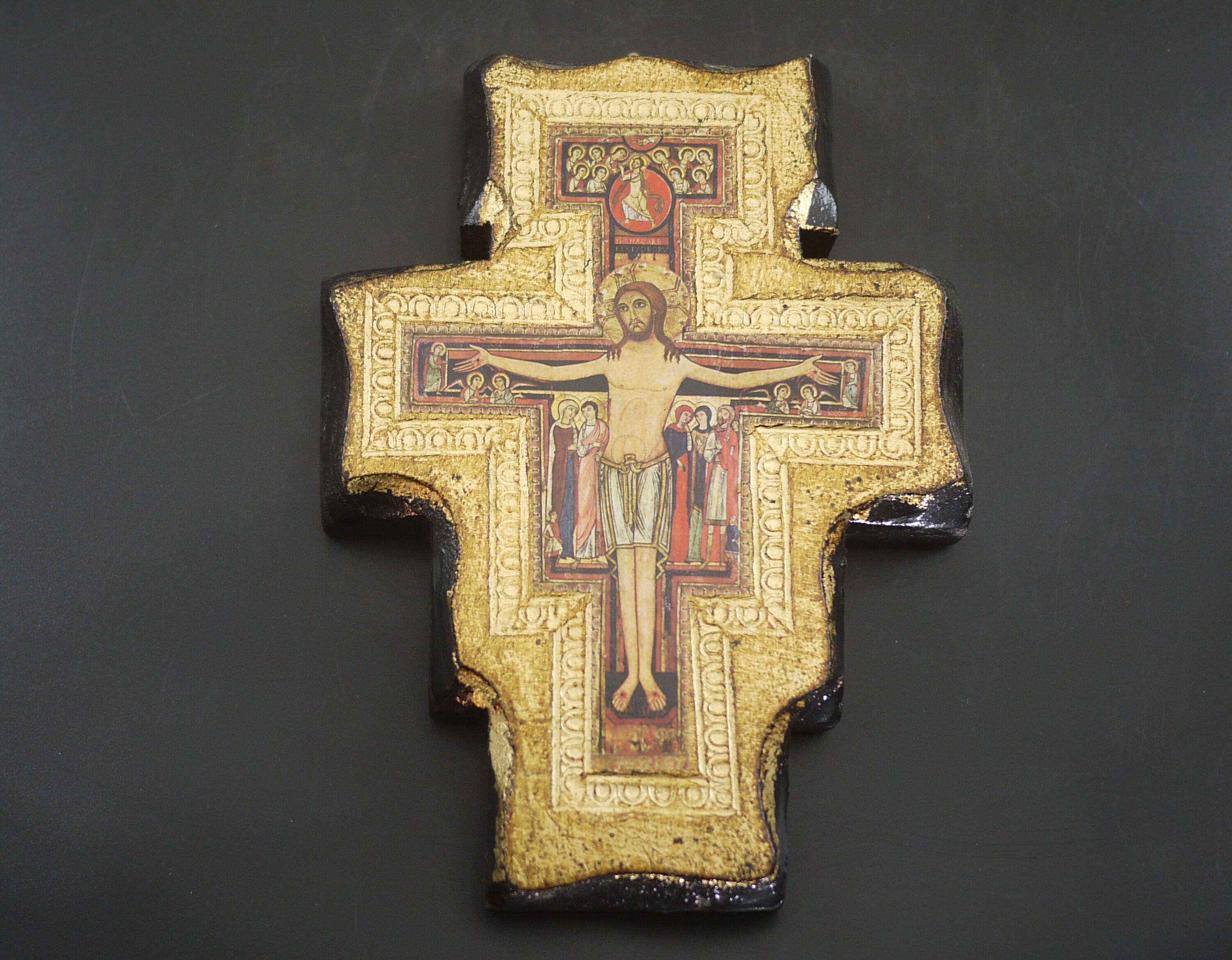 Vintage San Damiano Wood Jesus Crucifix