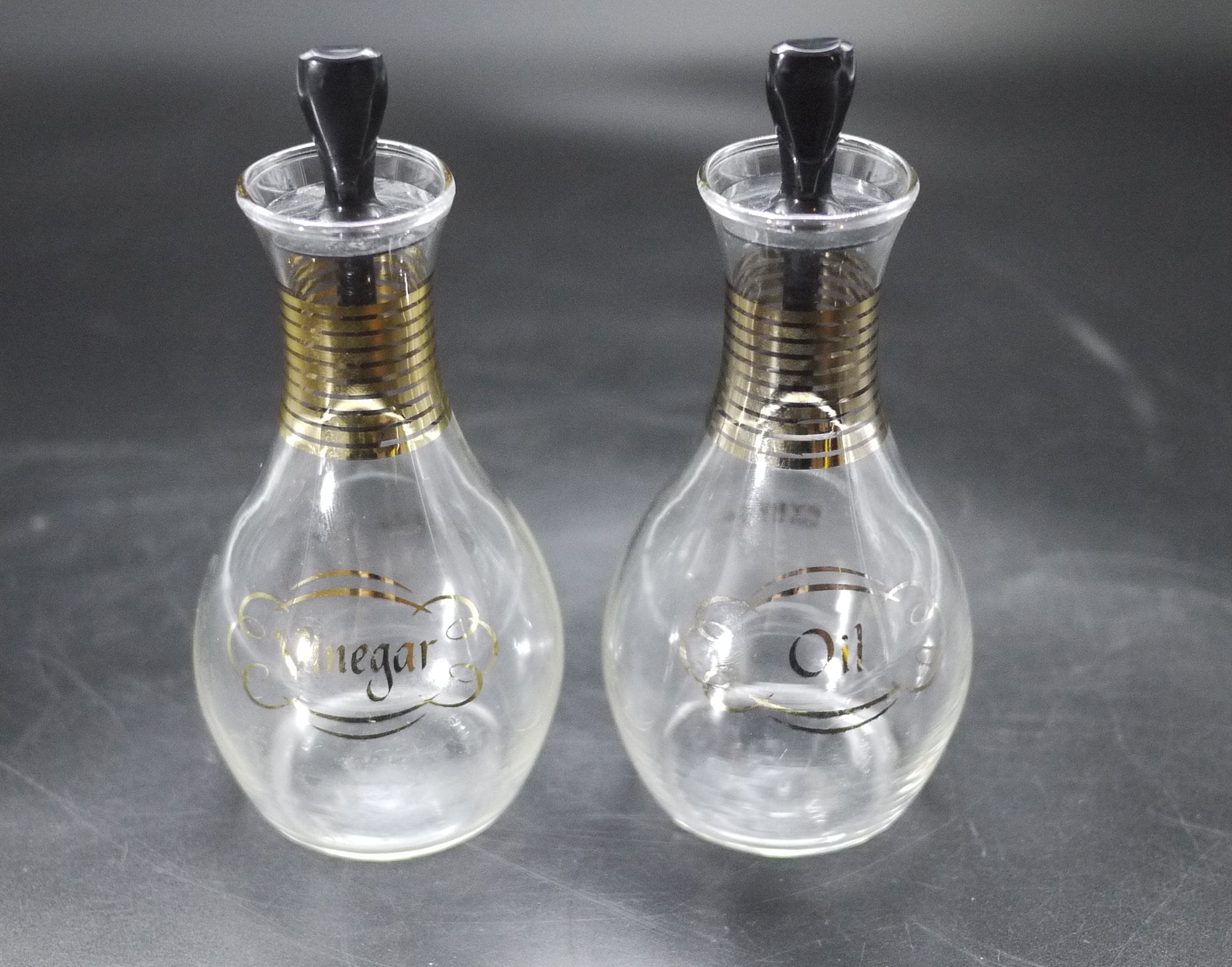 Vintage Pyrex Oil and Vinegar Cruet Set with Stoppers