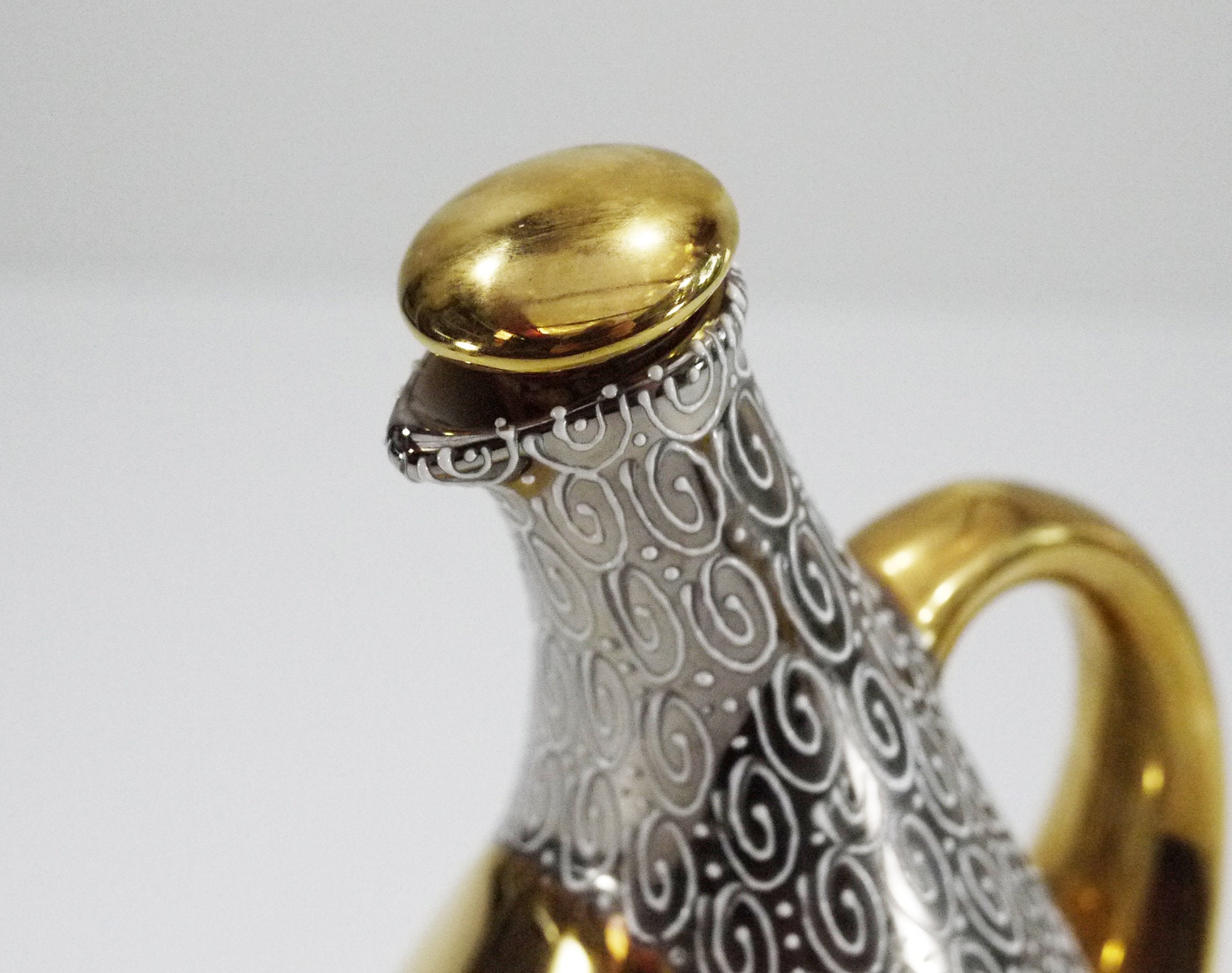 Limoges Porcelain Decanter, Vintage French Limoges Hand Painted Gold