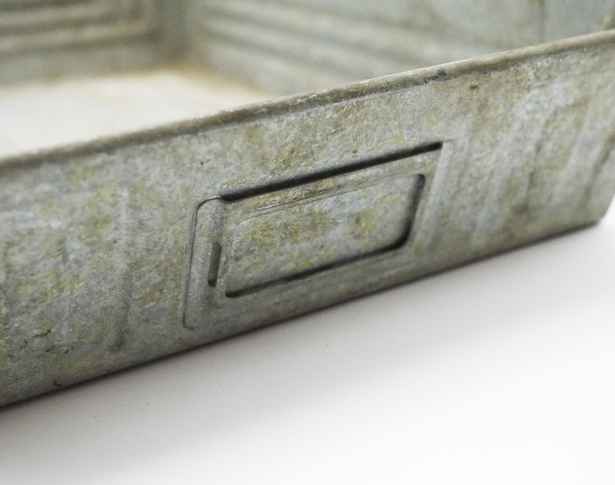 Vintage French ZInc Storage Bin, Galvanized Metal Large Stackable Bin