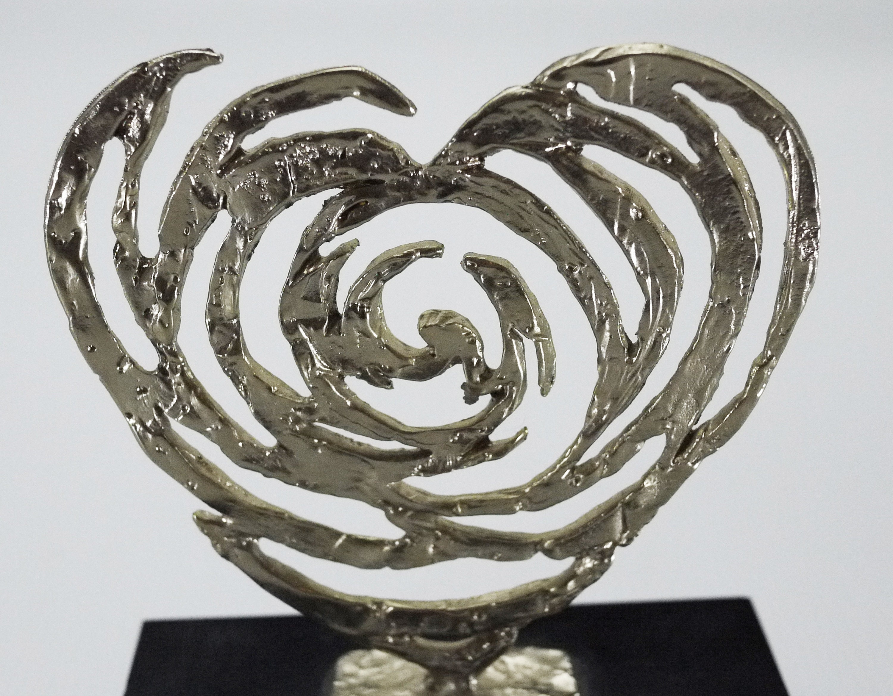 Abstract Metal Heart Sculpture