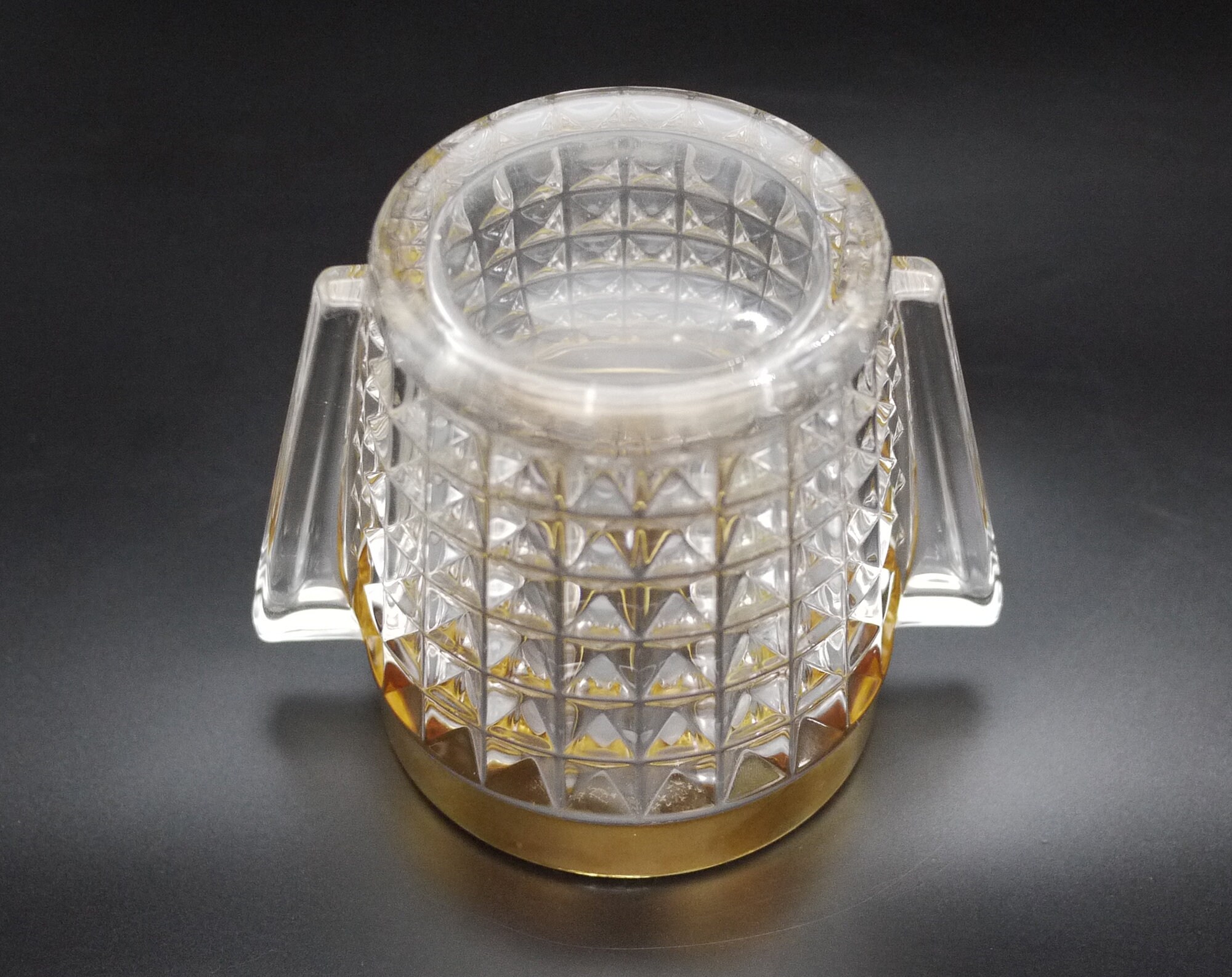 French Cut Crystal Ice Bucket with Gold Rim