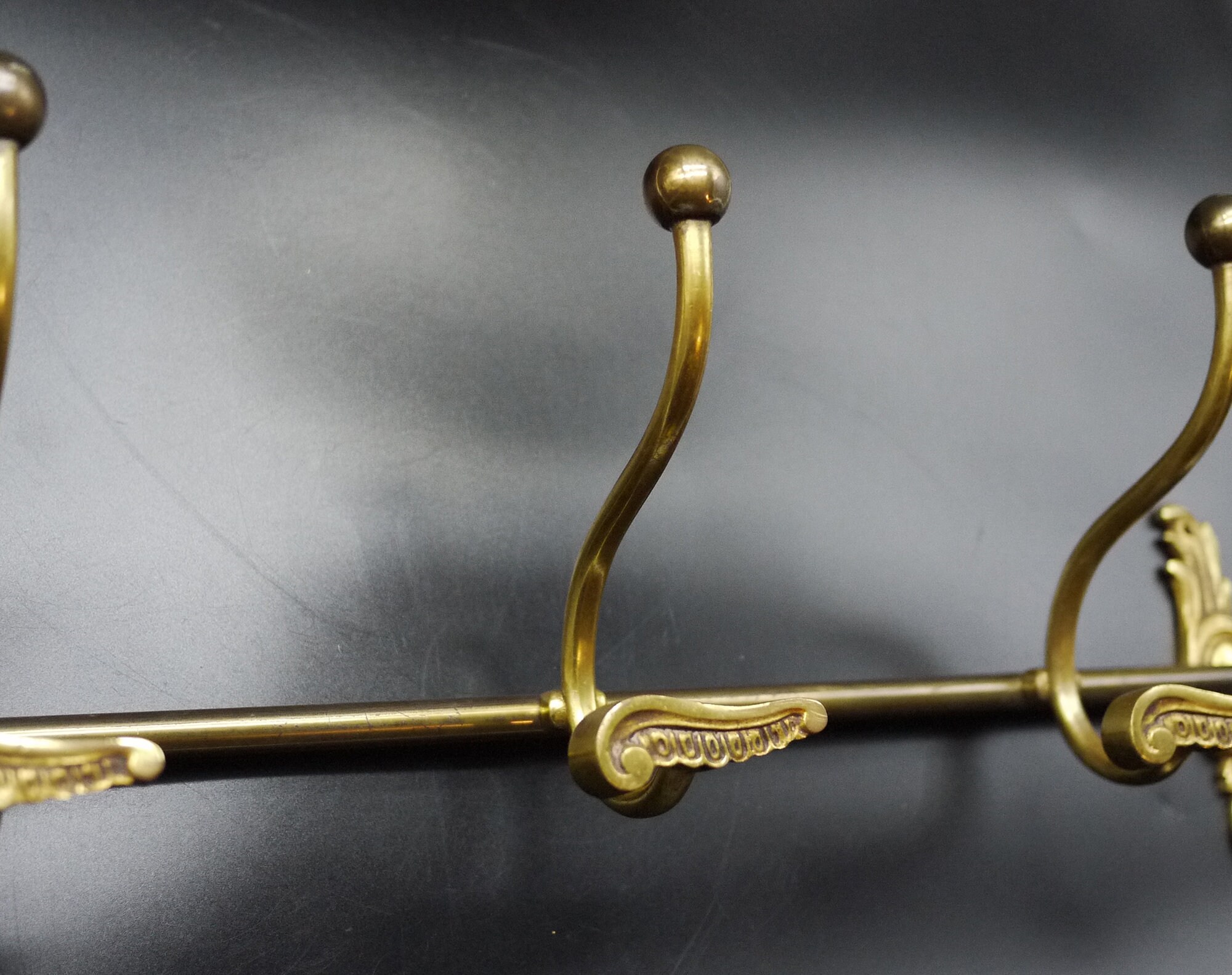 French Bronze And Brass Wall Coat Hanger, Antique Brass Coat and Hat Rack