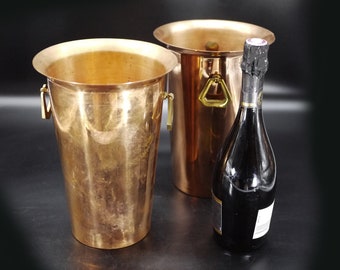 French Copper Wine Cooler with Brass Handles, S/2