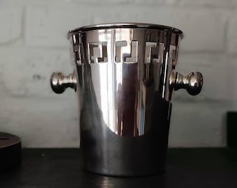 Lancel Paris Silver Plated Ice Bucket in Modernist Design 1970s