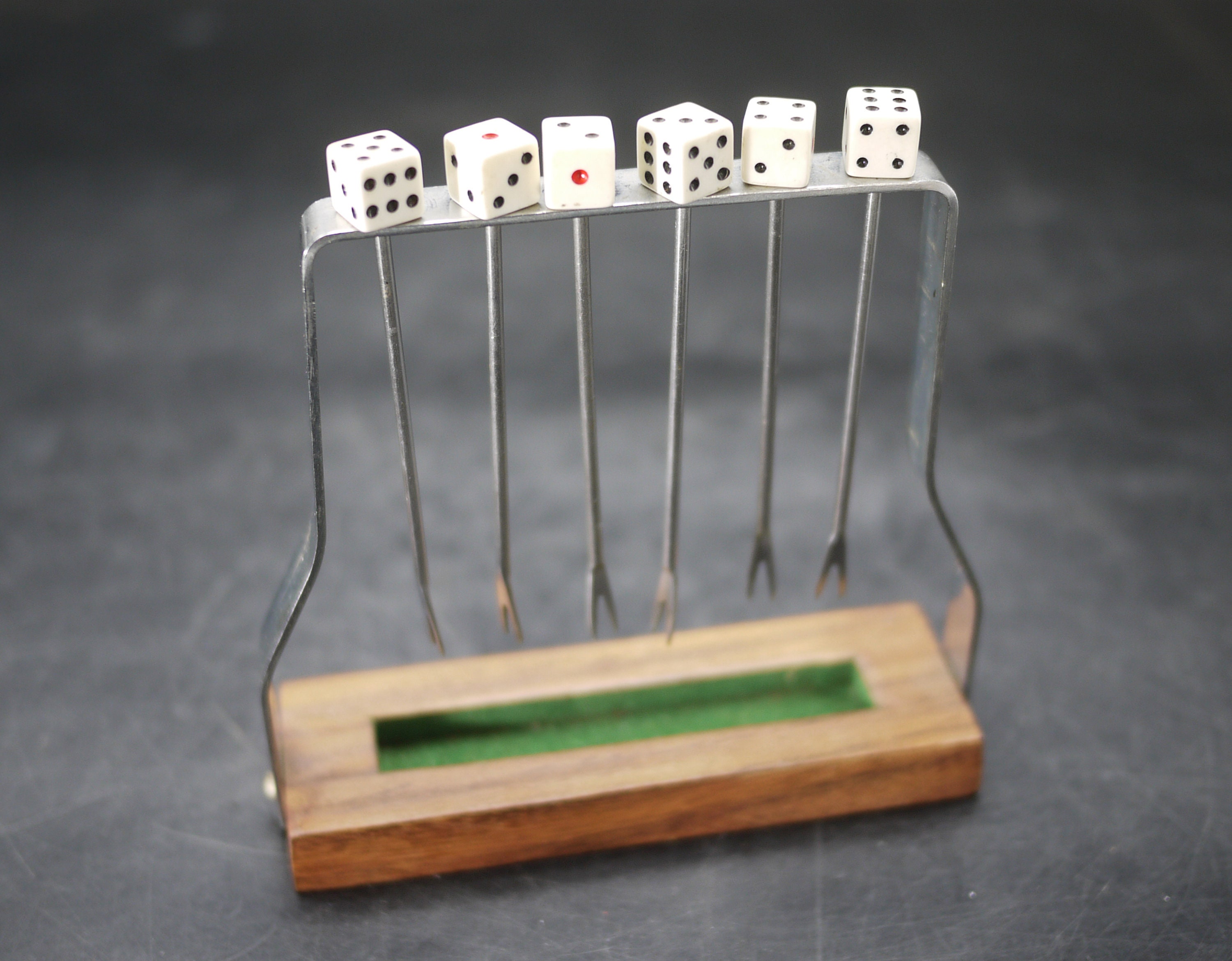1950's French Dice Cocktail Picks Stand