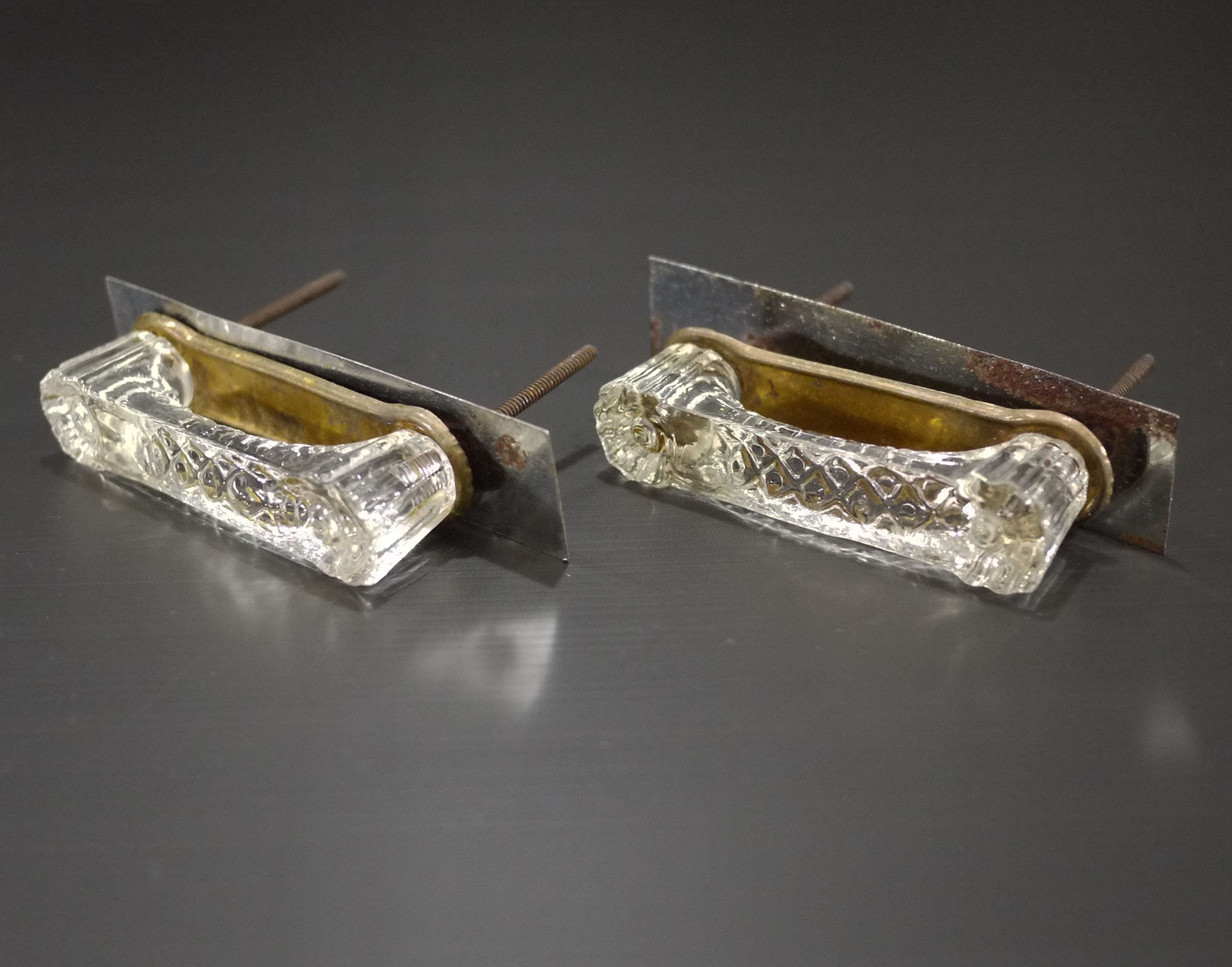 Antique French Glass Handle Set of 2