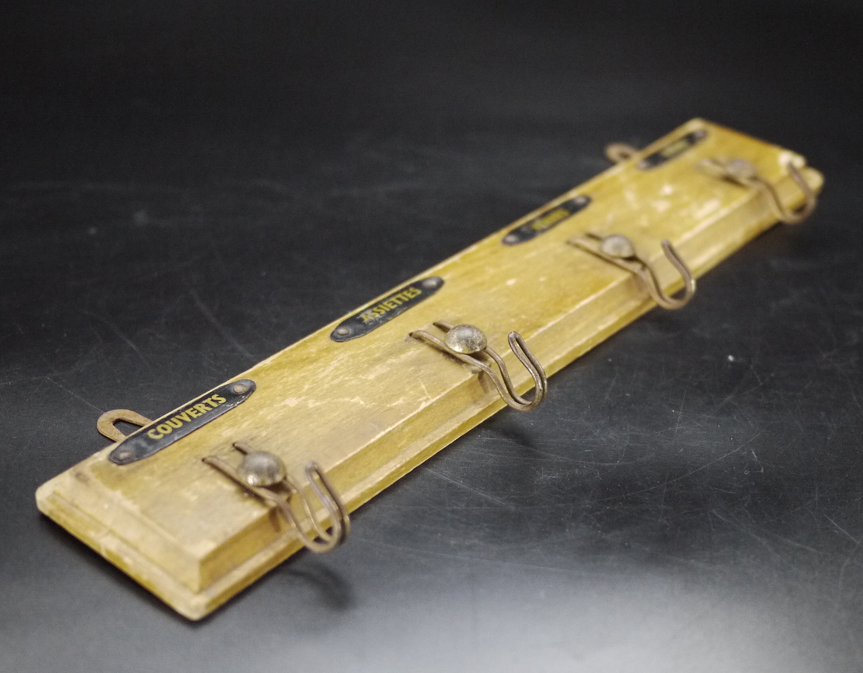 French Vintage Wooden Dish Towel Holder Rustic Kitchen Decor