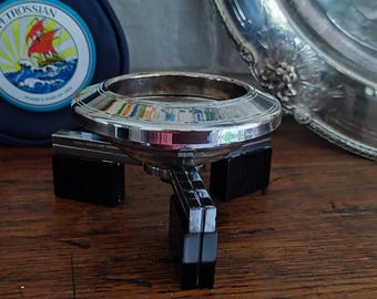Petrossian Silver Plated Caviar Server Art Deco style Serving Dish with Cooling Bag