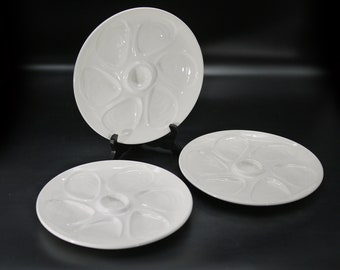 Vintage White Oyster Plates by Salins, S/3