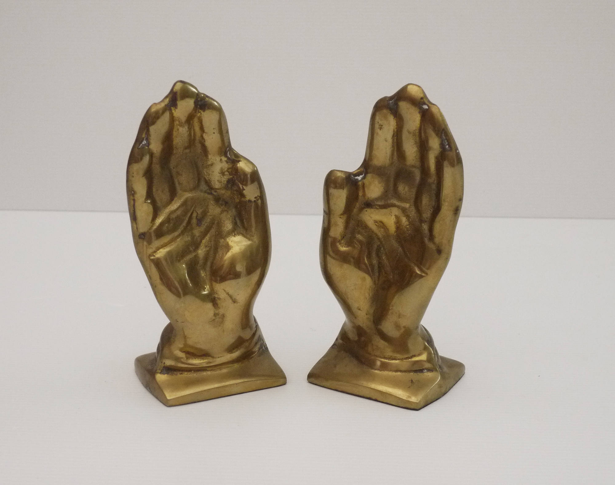 Vintage French Brass Hand Shaped Bookends, Home Library Decor