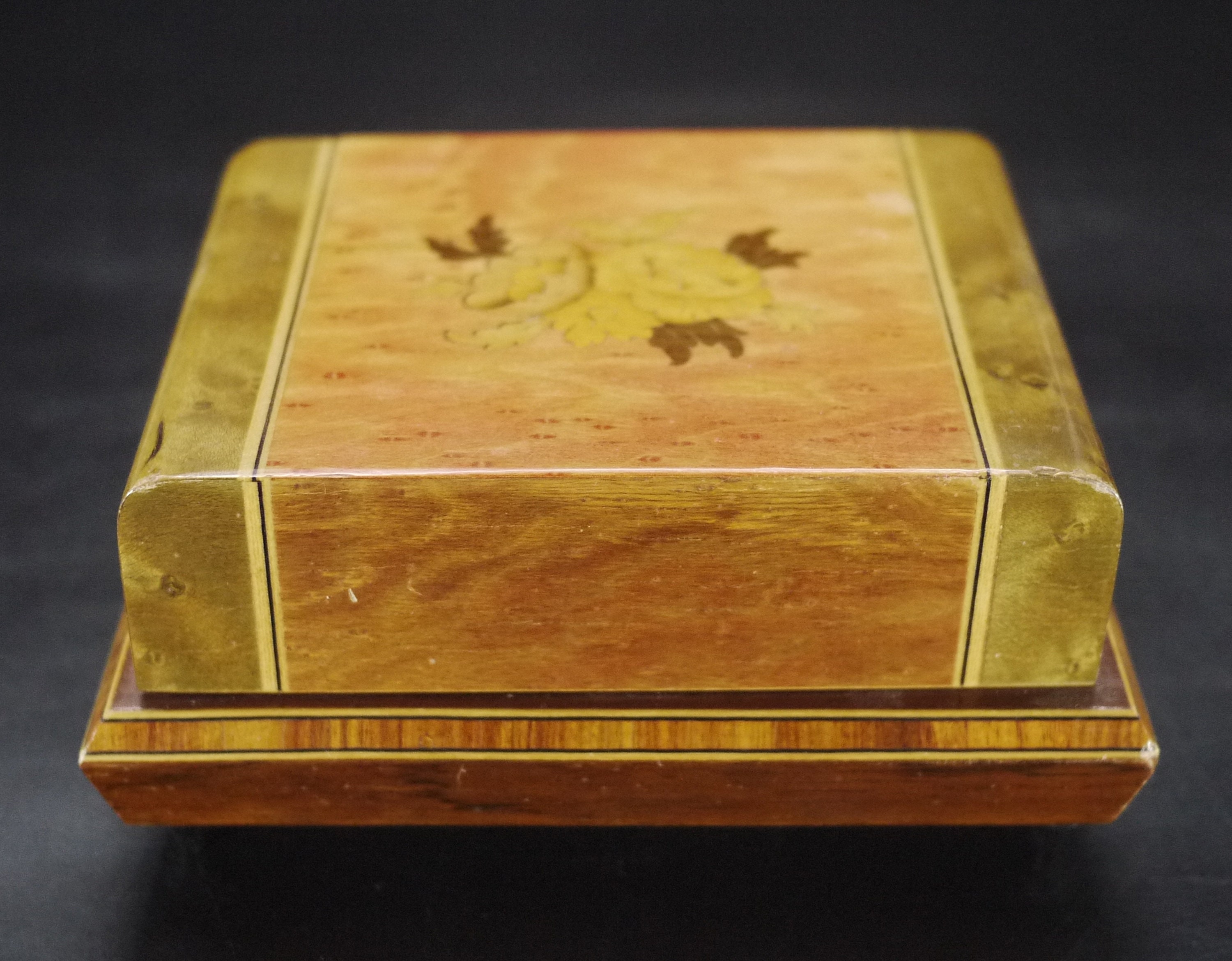 Vintage Musical Cigarette Box with Folding Tiers