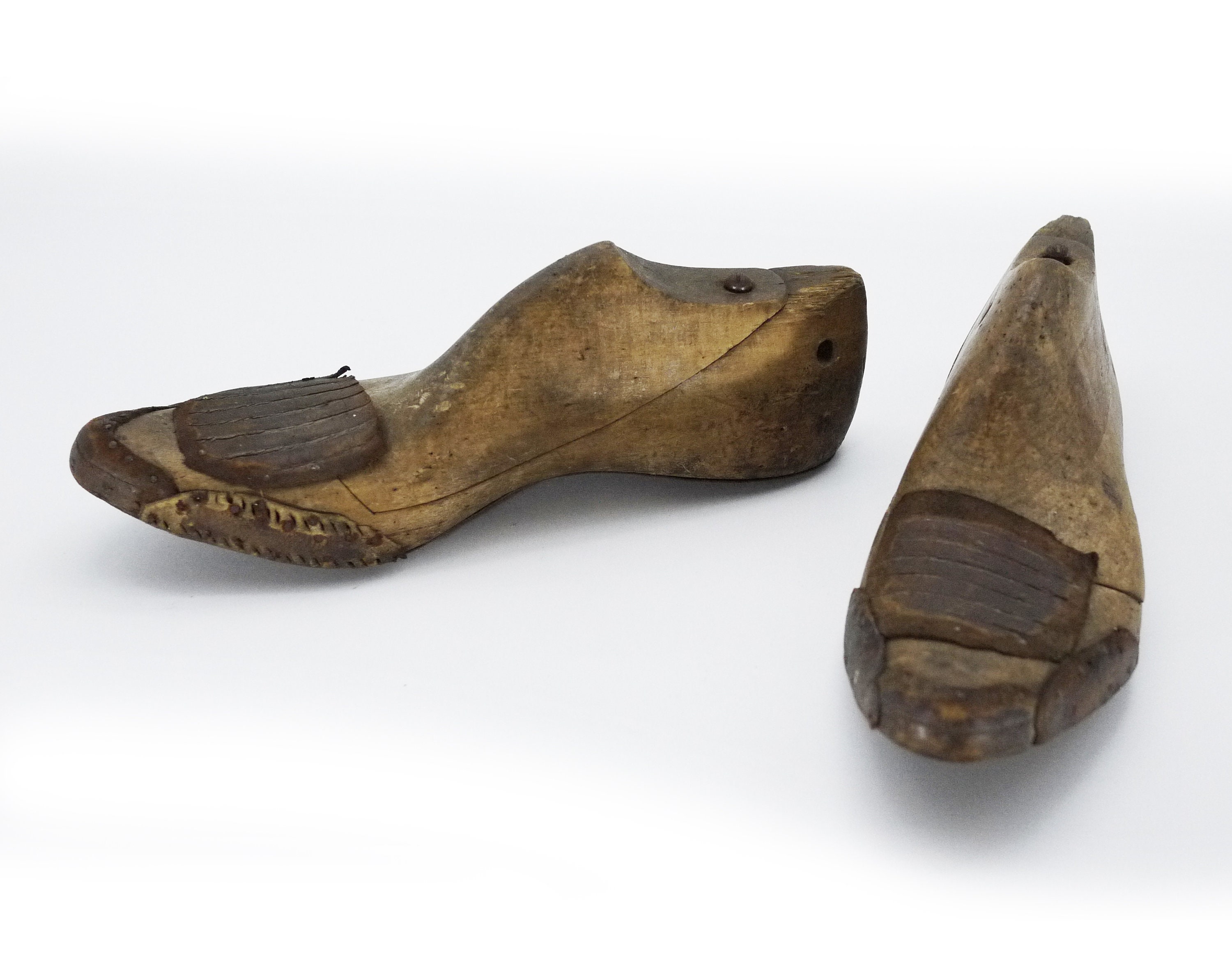 Antique French Cobbler Wooden Shoe Molds, S/2