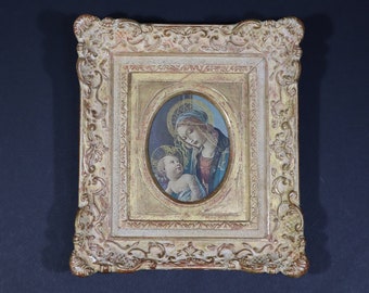 Vintage Madonna of the Book by Sandro Botticelli with Gilded Wood Frame