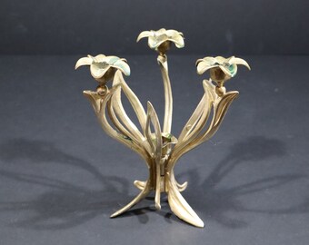 Art Nouveau Brass French Flowers Candelabra