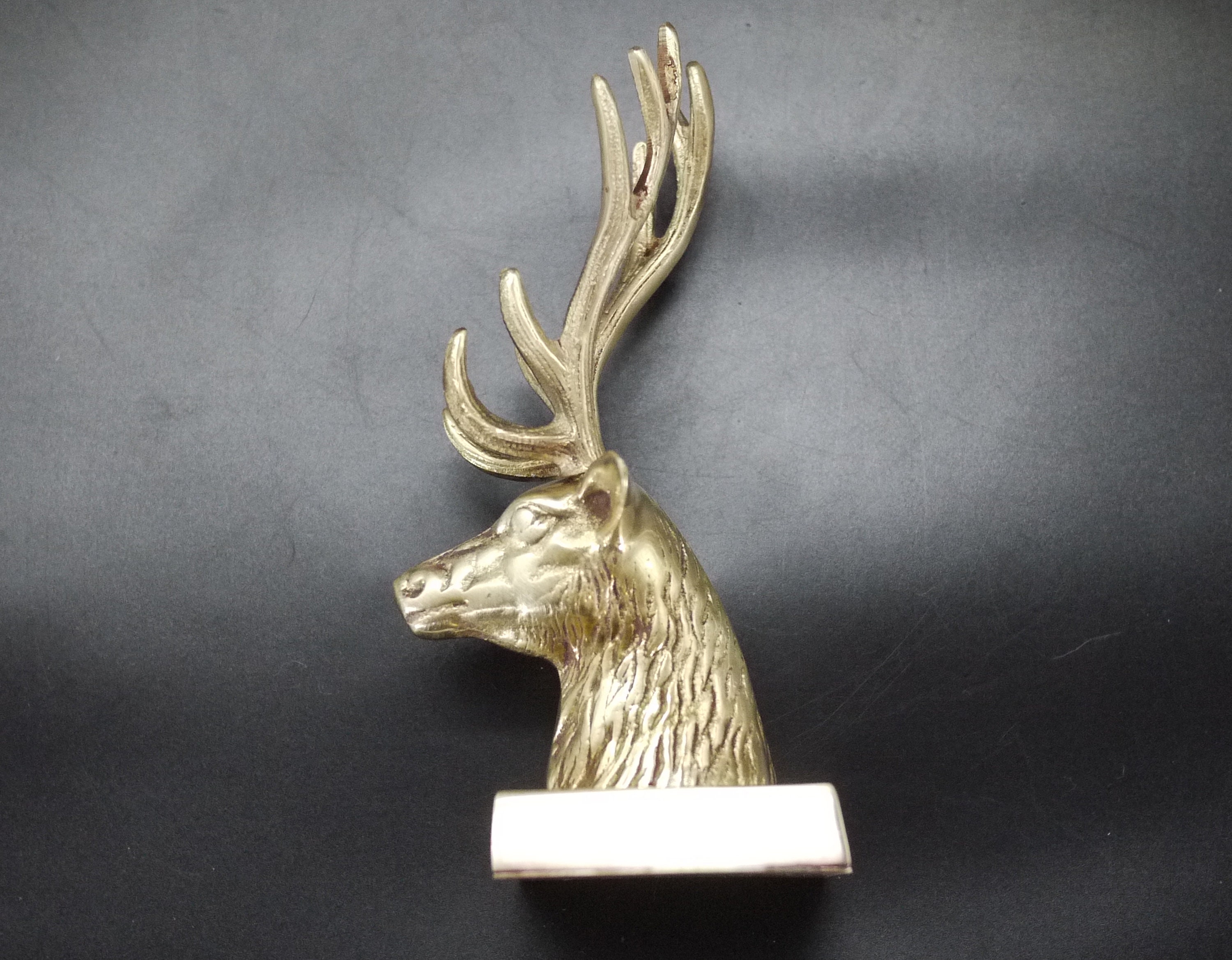Vintage Gold Brass Deer Bust Statue, French Home Decor