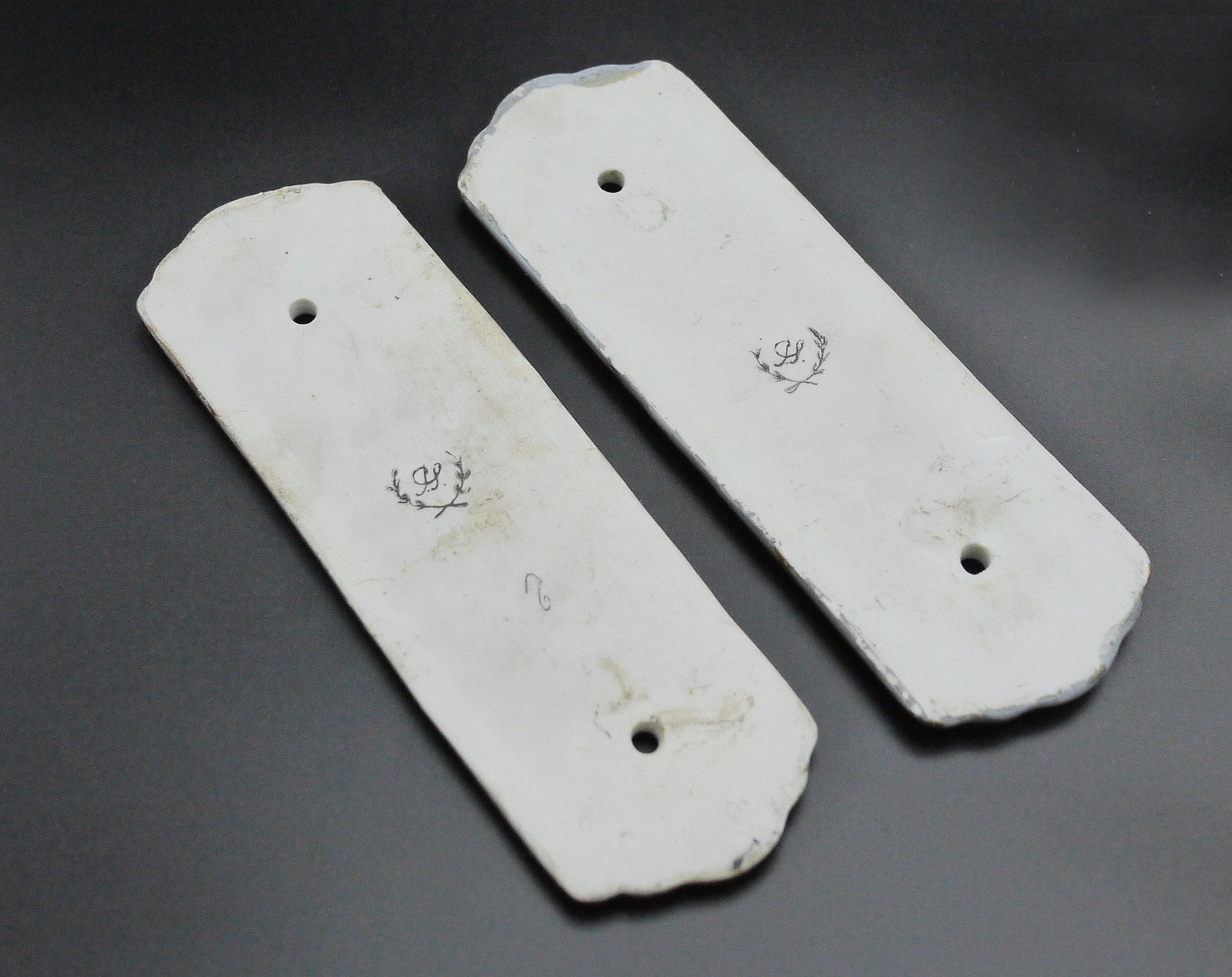 Vintage French Porcelain Door Finger Plates Set