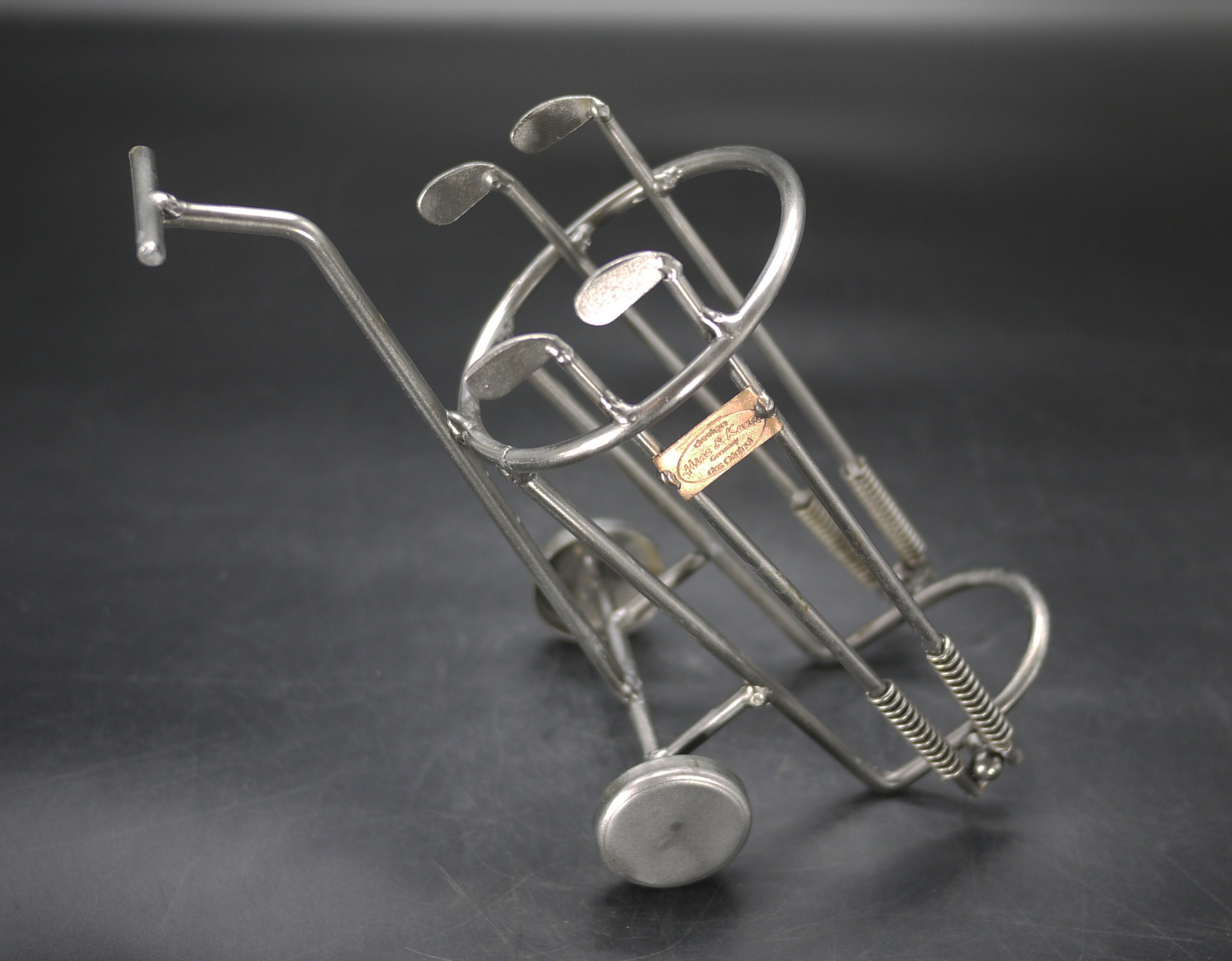 Vintage Golf Bag Wine Bottle Holder Sculpture