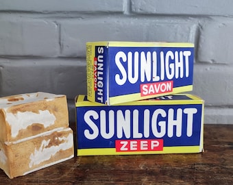 Vintage SUNLIGHT Bar Laundry Soap with Original Cardboard Box, set of 2