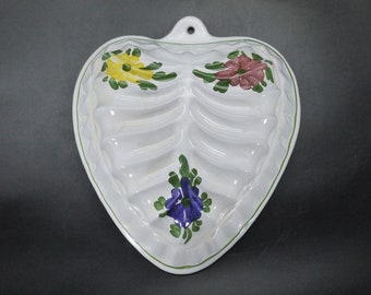 Vintage French Ceramic Heart Cake Mold