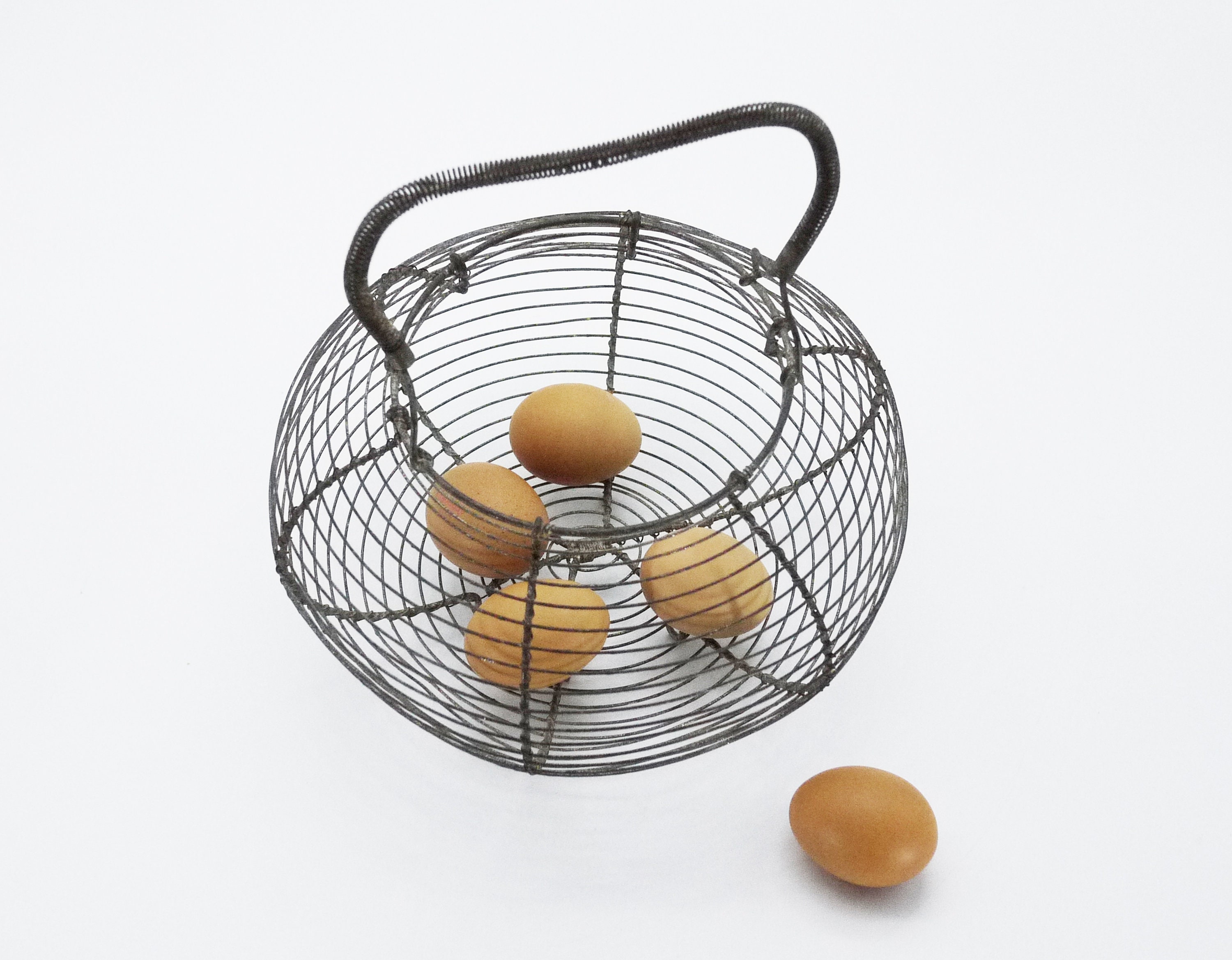 Antique French Wire Egg Gathering Basket