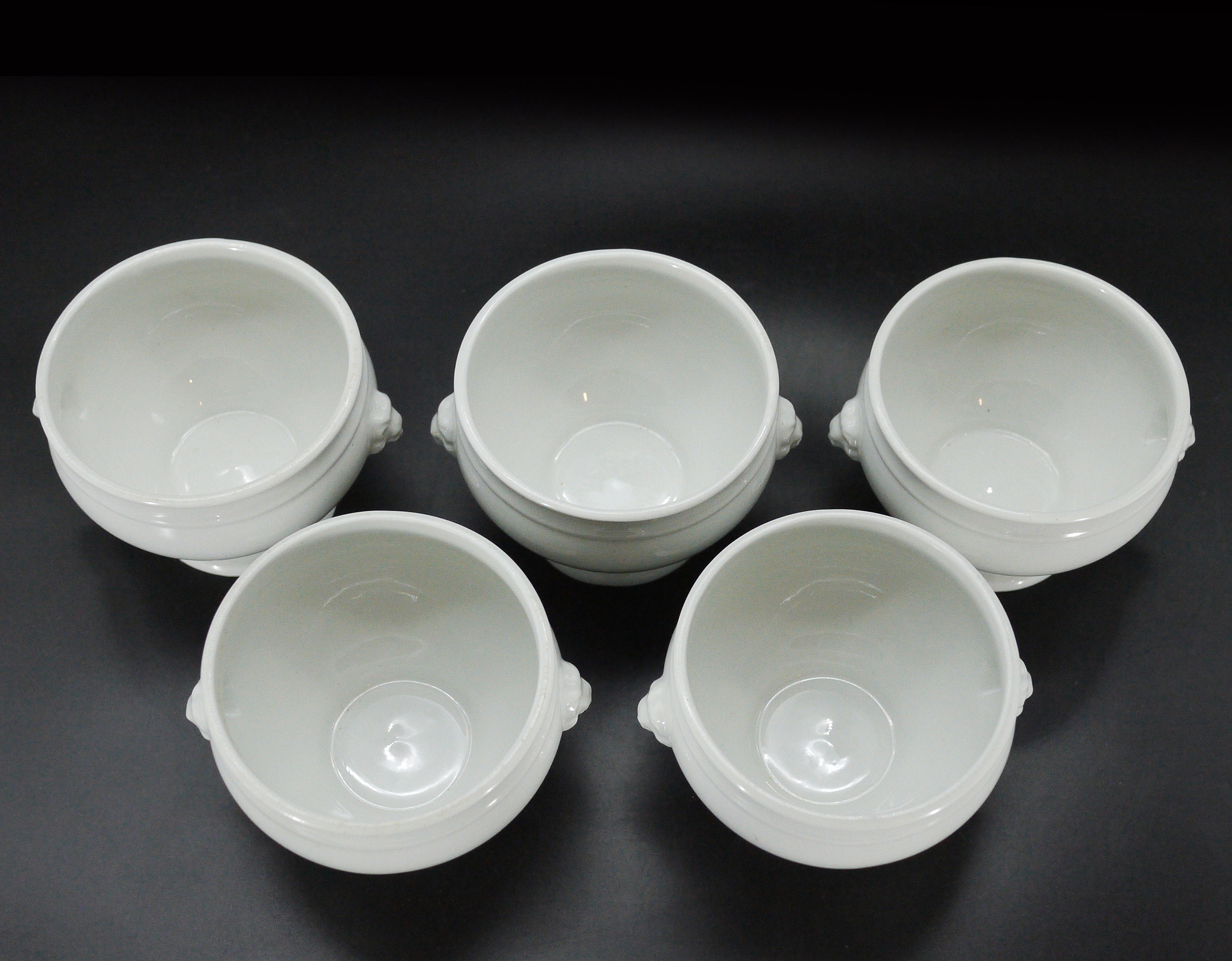 French Onion Soup Bowls set with Lion's Head by Sarreguemines, 4pcs