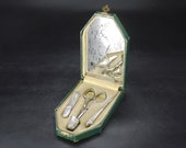 Antique Silver Sewing Kit with Etui Case