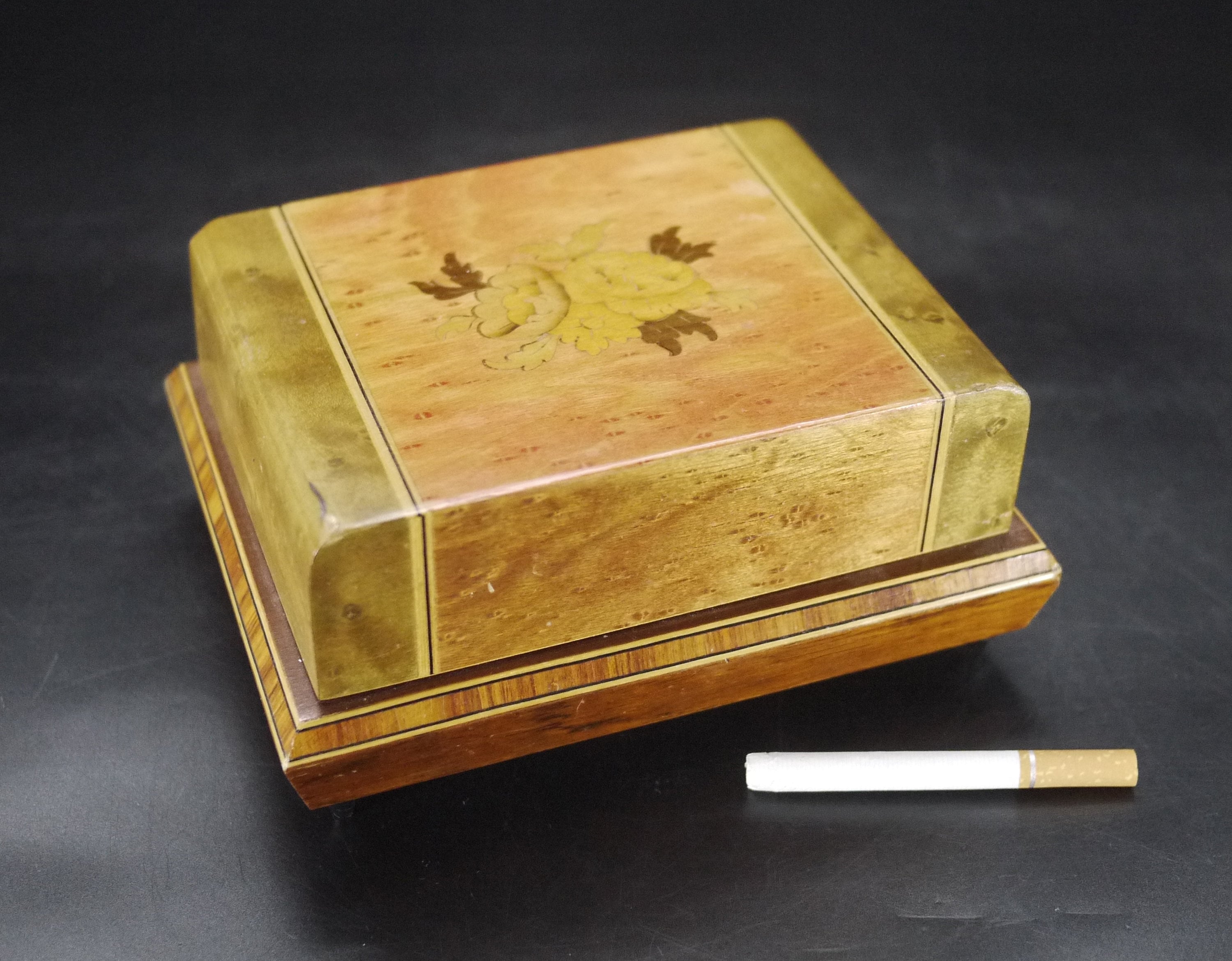 Vintage Musical Cigarette Box with Folding Tiers