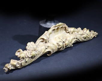 Large Antique French Gilt Bronze Pediment Rococo Ornament Furniture Hardware