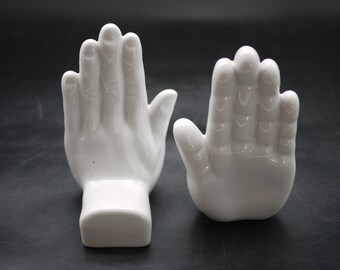 Vintage White Ceramic Hand Bookends