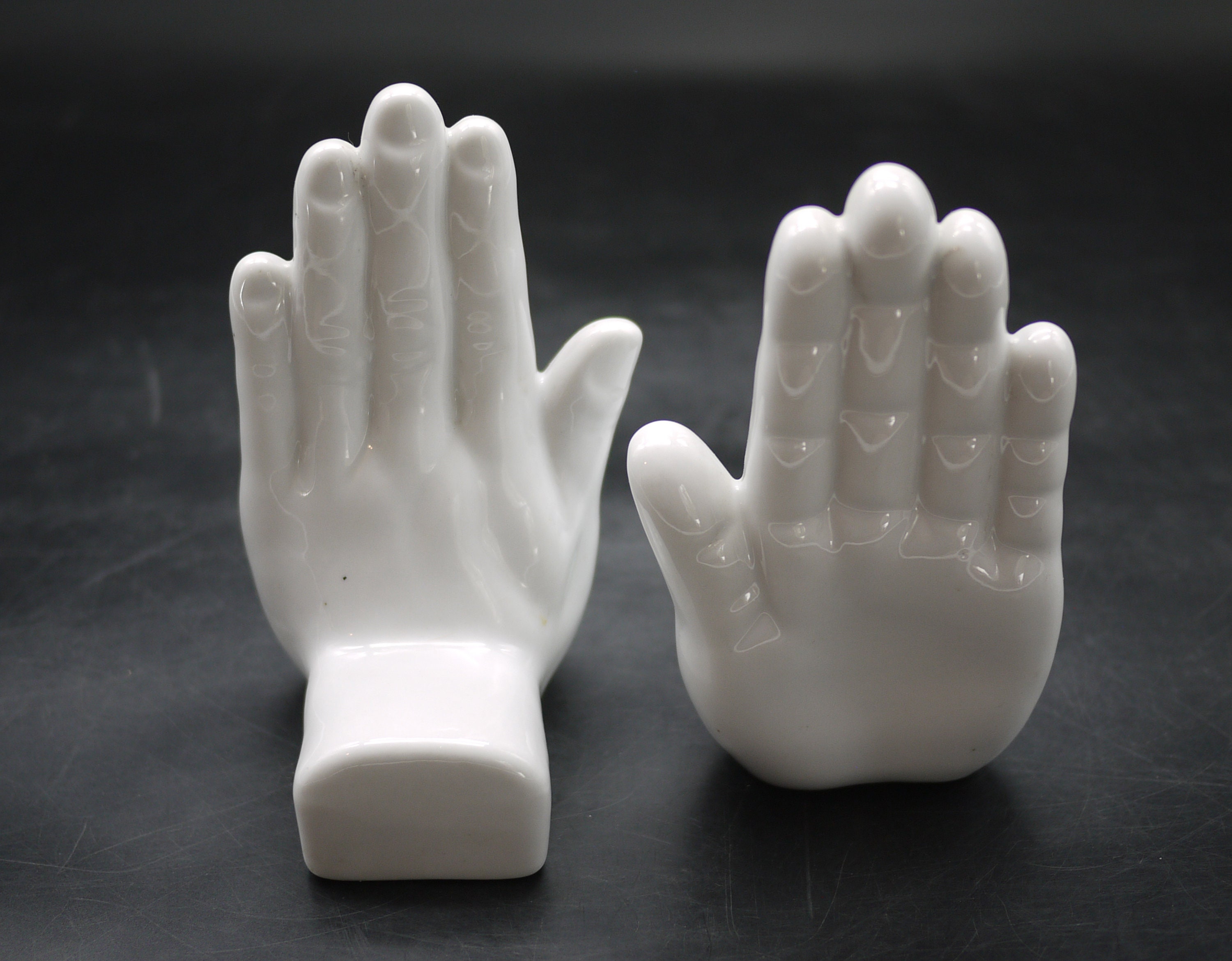 Vintage White Ceramic Hand Bookends