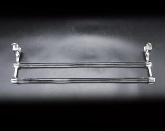French Art Deco Towel Holder Double Glass Towel Bar - Luxury Bathroom Fixtures