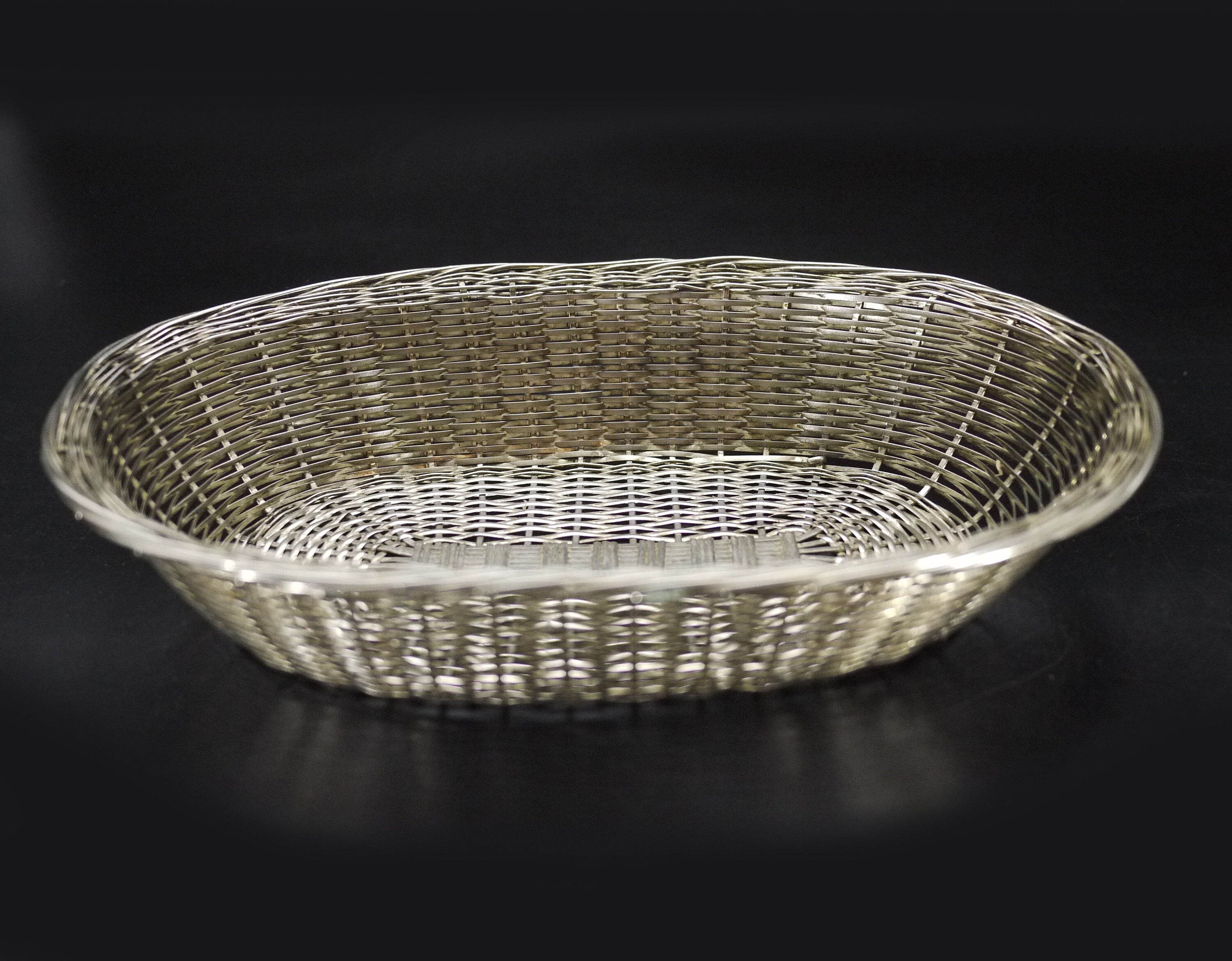 French Silver Woven Wire Bread Baskets