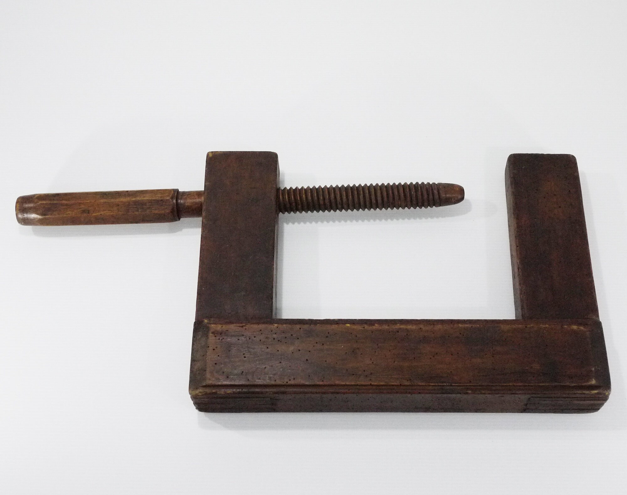 Large Antique French Wooden Clamp